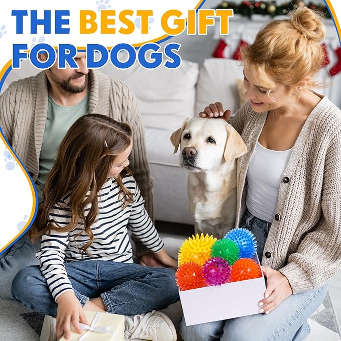 50 Pcs Squeaky Dog Toys Spikey Dog Balls Bulk for Aggressive Chewers Squeaker Ball Dog Toy Pet Spiky Fetch Toys TPR Puppy Chew Toys for Clean Teeth and Training, 2.1 Inch, 2.5 Inch, 3.5 Inch