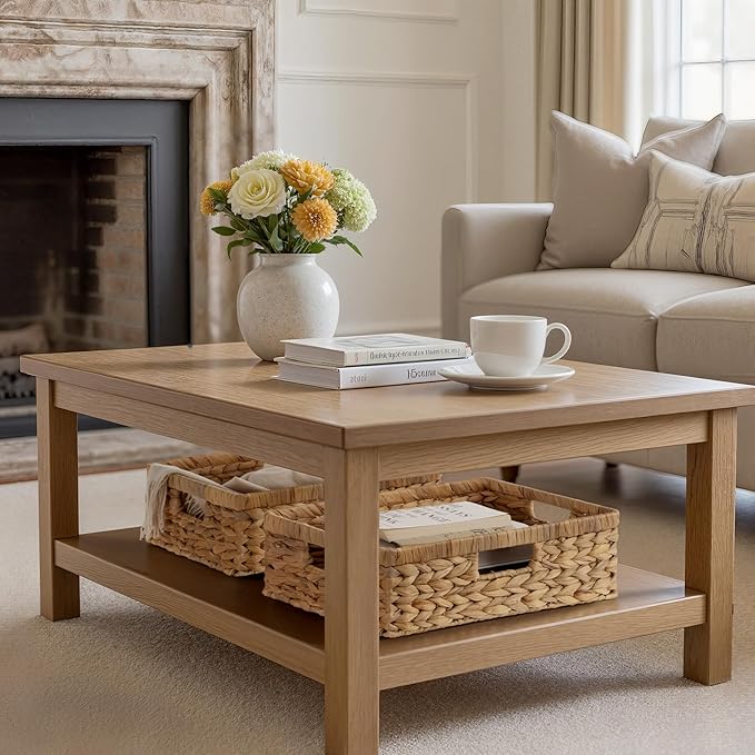 StorageWorks Pantry Baskets, Wicker Storage Baskets for Organizing, Shelves, Pantry Organizers and Storage, Water Hyacinth, 15½"L x 11¾"W x 4 ¾"H