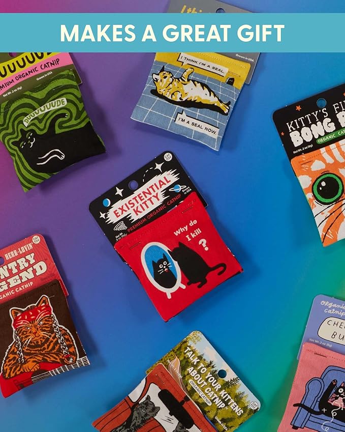 Blue Q are You There God, It's Me, Muffin Catnip Toys - Durable Cat Toys for Biting, Premium USA-Grown Organic Catnip, Pet Supplies, 100% Silk-Screened Cotton Pouch w/Funny Kitty Graphics, Gift Idea