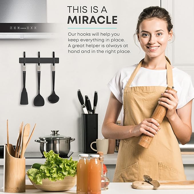 Matte Black Small Coat Rack Wall Mount – 9 Inch Stainless Steel Hook Rail with 3 Double Coat Hooks – Wall Mounted Entryway Organizer for Coats, Hats, Bags, Towels, Robes, Closet or Bathroom