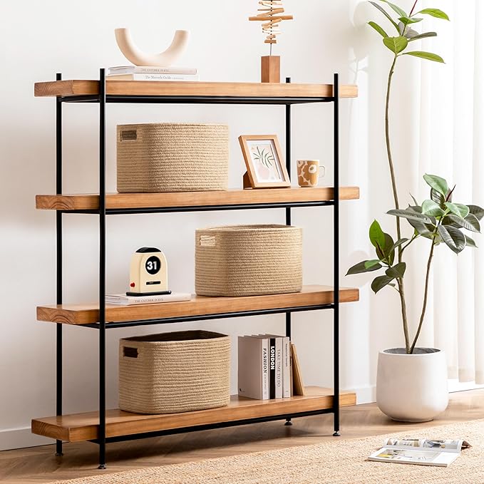 UBBCARE 4 Pack Shelf Baskets, Larger Woven Storage Baskets for Organizing(14.5''L x 9.84''W x 9''H), Basket Organizer for Dog Toys, Books, Clothes, Large Gift Basket, Jute