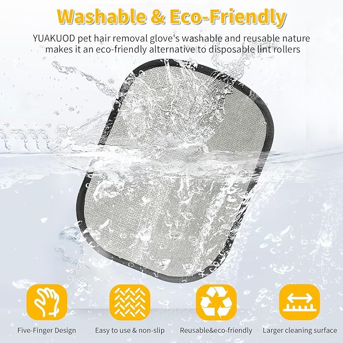 Pet Hair Removal Glove for Cats & Dogs, Upgraded Five-Finger Electrostatic Pet Hair Gloves, Reusable Magic Brush Pet Hair Remover Tool for Couch, Carpet, Car Seat(1 PCS)