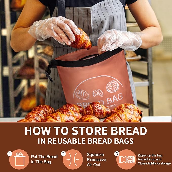 Bread Bags for Homemade with Beeswax Wrap - Zipper Reusable Bread Bag for Sourdough 2-Pack, Reusable Food Storage Bag to Keep Sourdough Fresh, Freezer-Safe, Eco-Friendly (Orange&Grey)