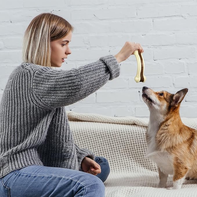 Sosation 6 Pcs Dog Toys for Aggressive Chewers Christmas Nylon Beef Flavor Bones Tough Puppy Teething Toys Puppy Chew Bones for Large Medium Small Breed Dogs Puppies(Large)