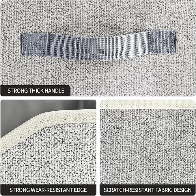 Closet Baskets for Shelves Trapezoid - Decorative Storage Baskets with Handle, Closet Bins for Organization, Shelf Storage Bins for Clothes, Books, Home, Office, 10 Pack, Light Gray