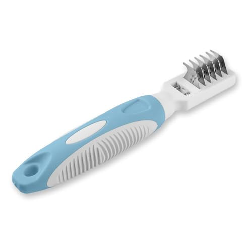 Pet Mat Remover – Professional Dematting Comb for Dogs and Cats – Stainless Steel Rounded Teeth for Gentle Knot & Tangle Removal – Dog Dematting Tools & Dog Grooming Supplies