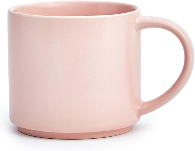 Ceramic Coffee Mugs, 16 oz Big Size for Oatmeal, Bosmarlin Matte Pink, Birthday Gifts, Dishwasher & Microwave Safe, Daily Office and Home Use
