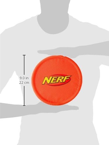 Nerf Dog Nylon Flyer Dog Toy, Flying Disc, Lightweight, Durable and Water Resistant, Great for Beach and Pool, 9 inch diameter, for Medium/Large Breeds, Single Unit, Orange