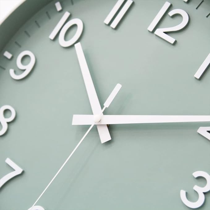 HZDHCLH Green Wall Clocks Battery Operated,12 inch Silent Non Ticking Modern Wall Clock for Living Room Bedroom Kitchen Office Classroom Decor