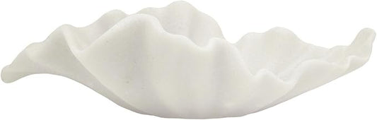 Off White Large Decorative Bowl - 16” Scalloped Ruffle Bowl for Home Decor - Coffee Table & Entryway Table Decor - Bowl for Key,Purse,Fruit - Unique Centerpiece Bowls(C01ST401)