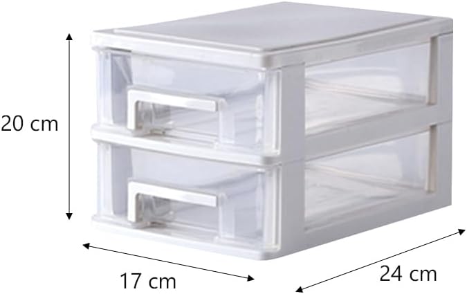 Portable Two Storage Cabinet Drawers Stackable Storage Organizer Multifunctional Desktop Storage Case Office Bedroom Bathroom Craft Supplies Transparent