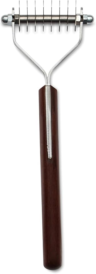 Mars Coat King Dematting Undercoat Grooming Rake Stripper Tool for Dogs and Cats, Stainless Steel with Wooden Handle for Thick Coats, 8-Blade Stripper for Groomers, Pet Owners