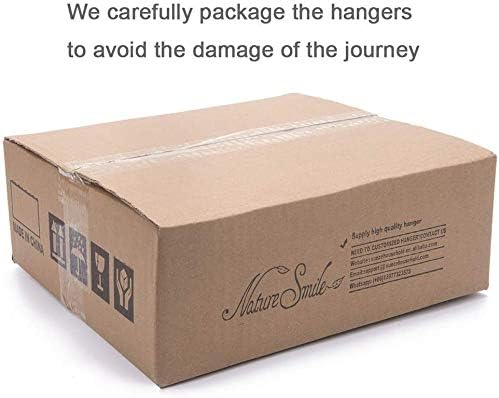 Nature Smile Solid Lotus Wood Deluxe Wooden Pants Hangers Bottom Hanger Jeans Hanger Skirt Hanger with 2-Adjustable Clips Anti-Rust Hook Pack of 10 (Natural)