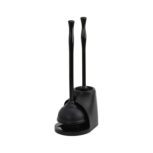 Casabella Bowl Brush & Plunger Combo - Heavy-Duty Toilet Plunger and Cleaning Brush, Ergonomic Handles, Durable Bowl Brush, Tackles Tough Clogs, Discreet Storage