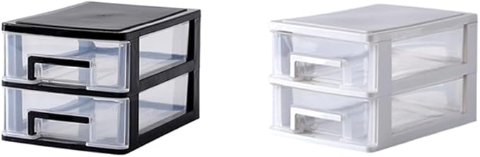 Portable Two Storage Cabinet Drawers Stackable Storage Organizer Multifunctional Desktop Storage Case Office Bedroom Bathroom Craft Supplies Transparent