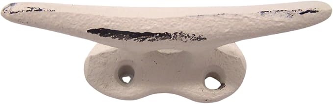 Wowser Nautical White Cast Iron Boat Cleat Wall Hooks, 3.5 Inches, Set of 3