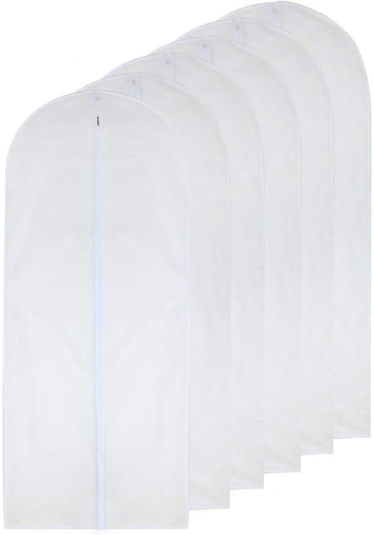 Garment Bag Clear for Long Dress 24'' x 60'' Zippered Garment Bags for Hanging Clothes White Breathable Full Zipper Dust Cover for Clothes Storage Closet Pack Of 6