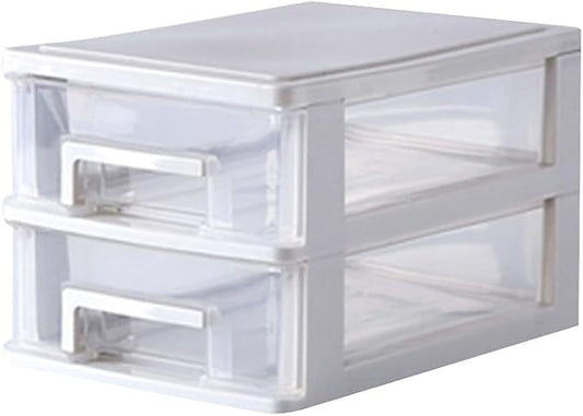 Portable Two Storage Cabinet Drawers Stackable Storage Organizer Multifunctional Desktop Storage Case Office Bedroom Bathroom Craft Supplies Transparent