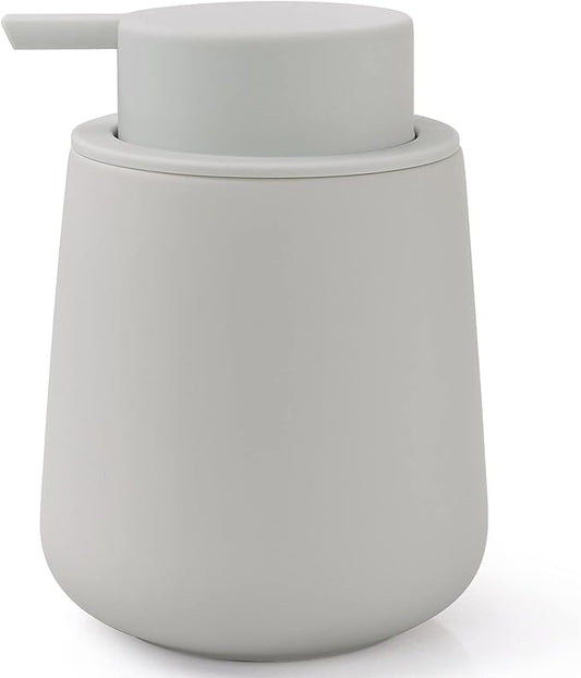 Bosilunlife Soap Dispenser Bathroom - Light Grey Ceramic Soap Dispenser Lotion Pump Dish Soap Dispenser for Kitchen 12oz Refillable Liquid Hand Wash Dispenser for Bathroom (Rubber Paint)