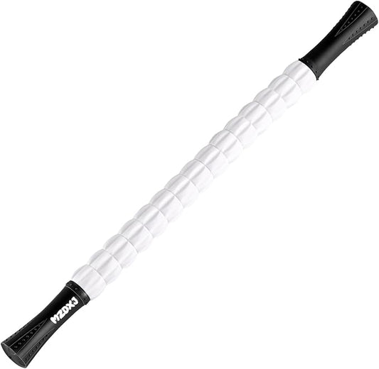 MZDXJ Muscle Roller Stick for Athletes - Deep Tissue Fascia Blaster & Roller Massager for Myofascial Pain Relief - Handheld Physical Therapy & Recovery Tool(-Black White-24 inch)