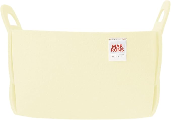 Collapsible Felt VANILLA Storage Bin Small 7.1"x5.1"x5.1" – Foldable Basket with Handles for Closet, Toy Storage, Laundry Room Organization, Decorative Storage Baskets for Shelves, Nursery