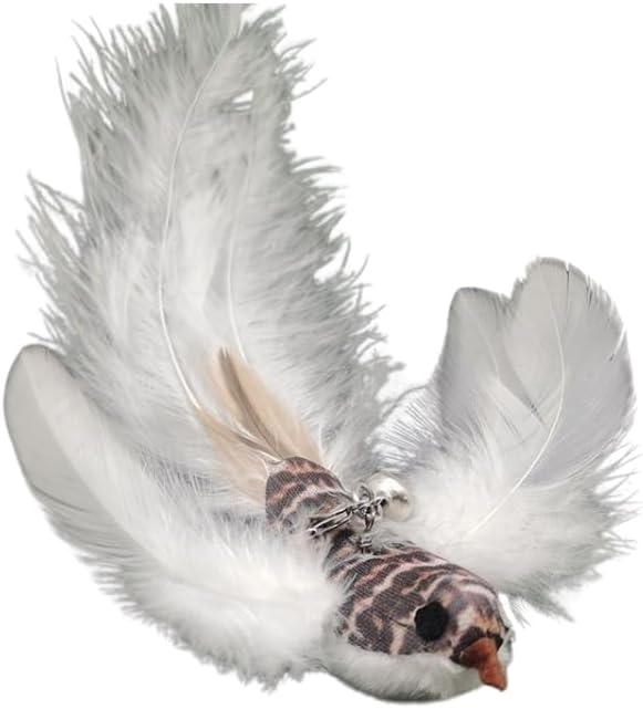 Variety Play Set, 5 Pack Refills for Wand and Fishing Poles, Spring Wires, Door/Wall Hang Ropes. 2 Bird, 2 Feather & Windmill Cat Toys - Bells & Easy Clip-On