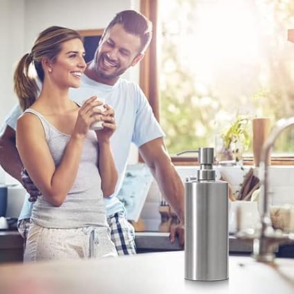 ARKTEK Large Stainless Steel Countertop Soap Dispenser - Rust and Leak Proof Liquid Hand Soap Pump Bottle for Kitchen, Bathroom and Countertop Hand Dish Lotion (20 Oz / 600 ml)