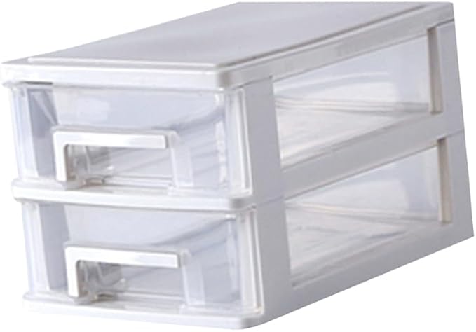 Portable Two Storage Cabinet Drawers Stackable Storage Organizer Multifunctional Desktop Storage Case Office Bedroom Bathroom Craft Supplies Transparent