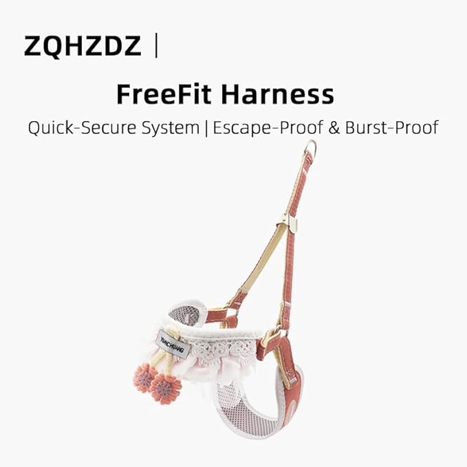 Pink Sunflower Y-Harness Leash for Small Dogs & Cats - Adjustable Pet Lead (3.3-22lbs), 5ft Reflective Safety Leash with Padded Vest, Chihuahua/Yorkie/Pomeranian (S（3.3-11ib）)