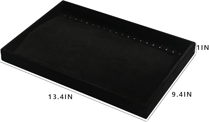 Coward Set of 2 Black Velvet Stackable Necklace Holder Organizer Tray Velvet Necklace Display Stand for Selling Jewelry Box Case for Storage (necklace+necklace)