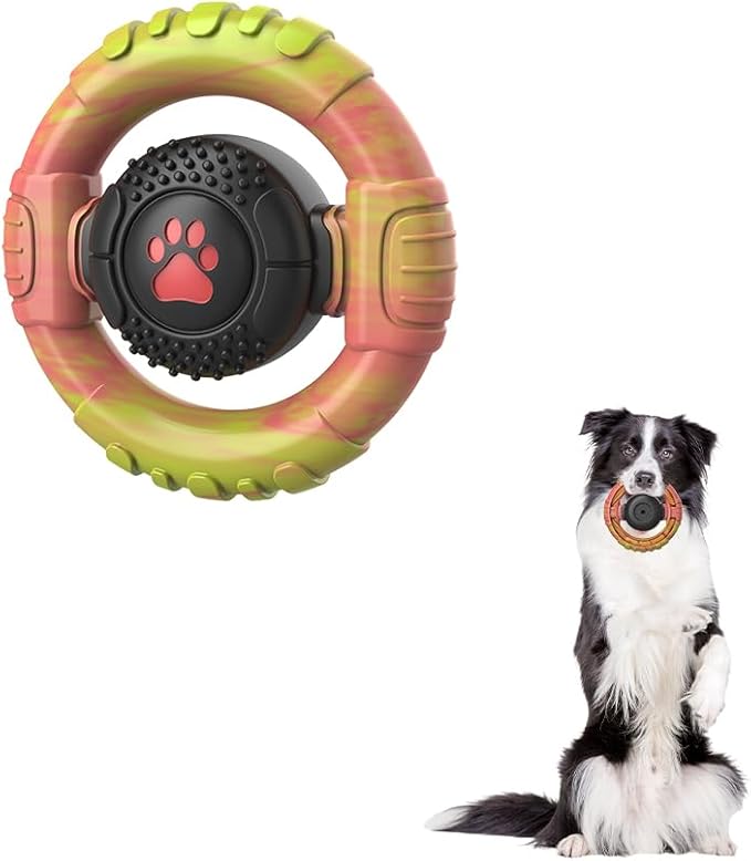 Dog Toys for Aggressive Chewers Large Medium Breed, Indestructible Squeaky Dog Chew Toys, Tough Nylon Rubber Interactive Dog Toys to Keep Them Busy