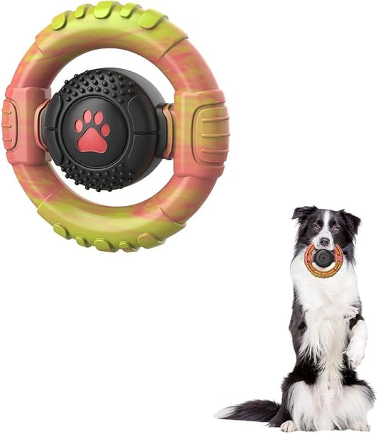 Dog Toys for Aggressive Chewers Large Medium Breed, Indestructible Squeaky Dog Chew Toys, Tough Nylon Rubber Interactive Dog Toys to Keep Them Busy