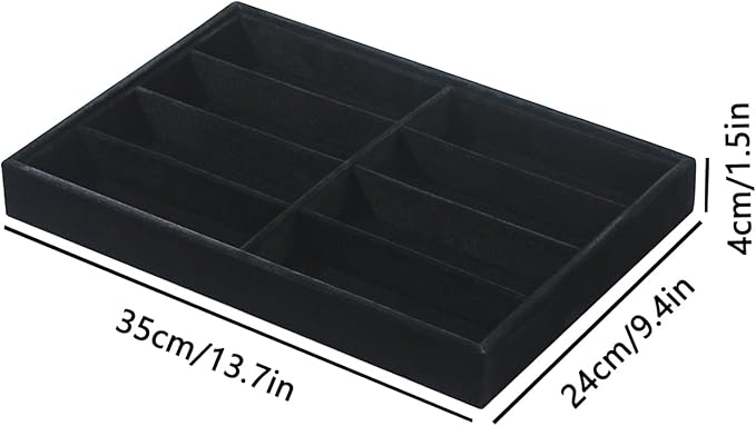 Coward Sunglass Organizer, Black Velvet Glasses Trays, Eyeglasses Watches Jewelry Display - Men Women (8 Grids)