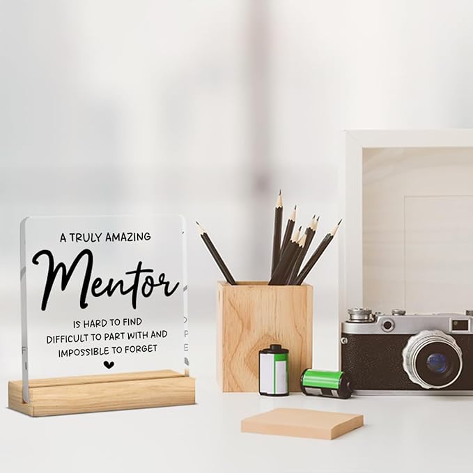 Funny Mentor Gifts for Women Men Office Decor Acrylic Plaque Leadership Thank You Appreciation Gifts for Boss Manager Mentor Inspirational Gift 4x4 Inches