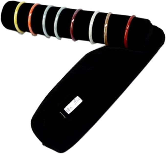 Bracelet Bangle Watch Roll Travel Pouch Jewelry Organizer, Black Gray Velvet Portable Zipper Pouch with Removable Roll Insert for Standard Size 12.5" W x 2.8" Diameter. (All black)