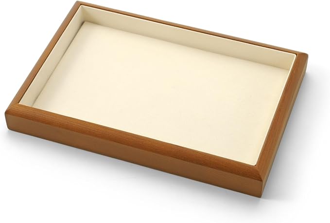 Oirlv Solid Wood Stackable Jewelry Organizer Tray Jewelry Drawer Organizer(Creamy-white)