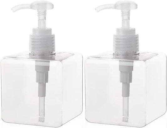 Pump Bottle, Refillable Plastic Empty Lotion Soap Dispenser Liquid Container for Bathroom Shampoo and Body Wash, 8.5oz/250ml Clear 2 Pack