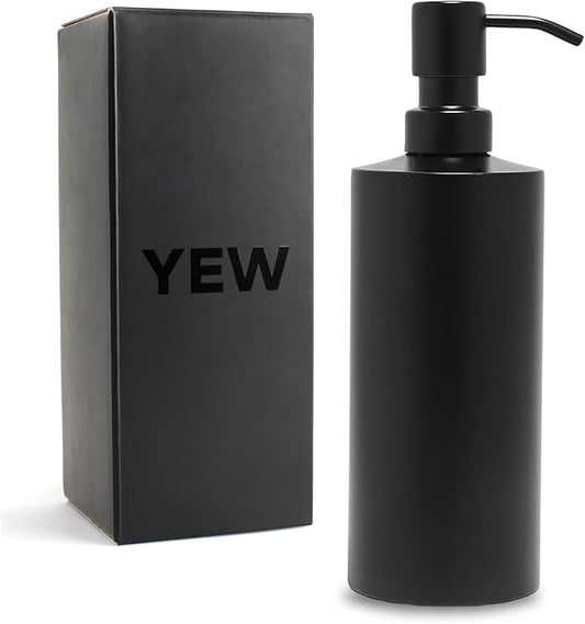 Black Soap Dispenser Stainless Steel for Bathroom and Kitchen Sink, 15oz Refillable Round Rustproof Hand Dish Soap Dispenser Pump for Detergent, Lotion, and Countertop