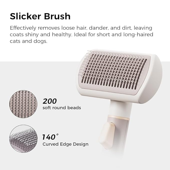 VOOCOO Self Cleaning Slicker Brush, A Complete Grooming Tool, Deshedding Undercoat and Hair Removal for Dogs and Cats, Safe and Gentle on Pets Skin, Easy Pet Hair Removal.
