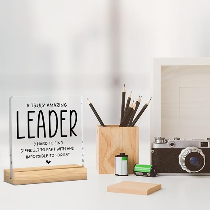 Funny Boss Gifts for Women Men Office Decor Acrylic Plaque Leadership Thank You Appreciation Gifts for Boss Manager Mentor Inspirational Gift 4x4 Inches