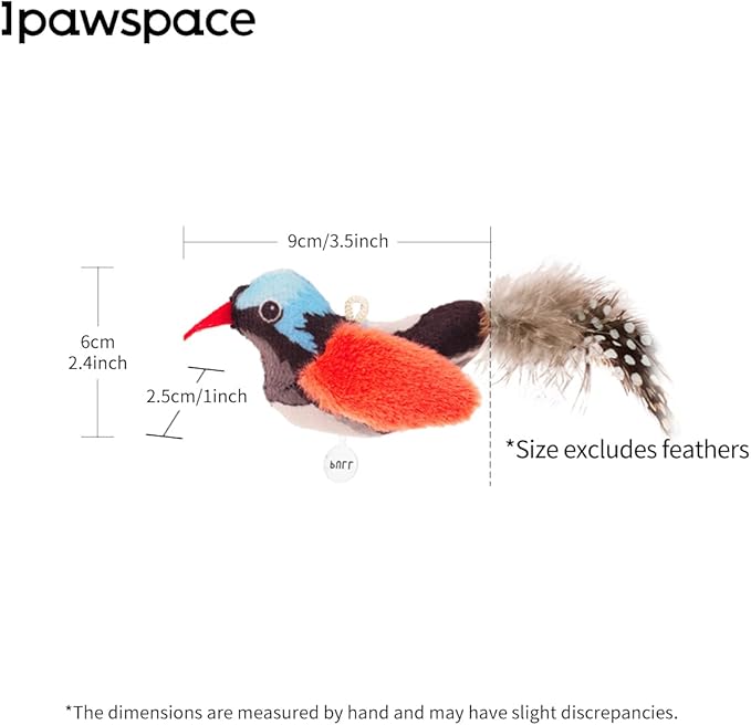 Catnip Cat Toys Satisfy Cat's Natural Hunting Instintion for Indoors Cats Feather Toys Interactive with Lifelike Chirp Sound Chirping Bird Kitten Toy (2 Pack)