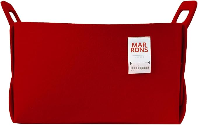 Collapsible Felt RED Storage Bin Large 14.6"x9.4"x9.4" – Foldable Basket with Handles for Closet, Laundry Room Organization, Toy Storage, Decorative Storage Bins for Shelves, Nursery Storage