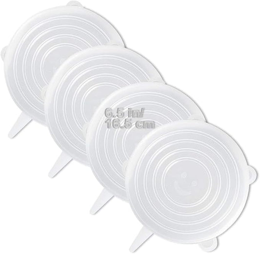 4 Pack Same Size Silicone Stretch Lids, Thicker Reusable Sturdy Silicone Container Cover, Expandable Food Storage Covers, Dishwasher and Freezer Safe, 6.5in(16.5cm)