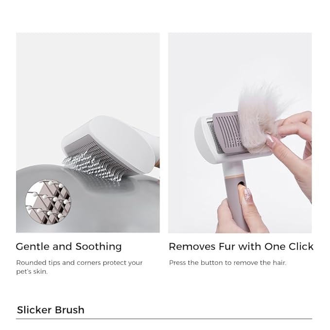 VOOCOO Self Cleaning Slicker Brush, A Complete Grooming Tool, Deshedding Undercoat and Hair Removal for Dogs and Cats, Safe and Gentle on Pets Skin, Easy Pet Hair Removal.