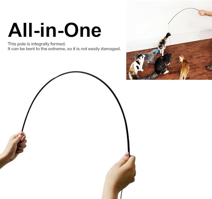 TTcat 2 Pcs Cat Wand Toys Natural Feather Stick Toys,31.5” Extra Long Teaser Wands and 4 PCS Feather Refills,Interactive Toys for Indoor Cat and Kitten.