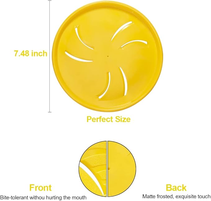 Indestructible Flying Discs, Soft Interactive Catch & Fetch Toys for Small & Medium Dogs, Floats in Water & Safe on Teeth, 7.48 Inch (Small, Yellow)