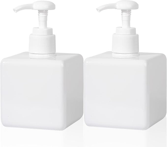 Pump Bottle, Refillable Plastic Empty Lotion Soap Dispenser Liquid Container for Bathroom Shampoo and Body Wash, 8.5oz/250ml White 2 Pack