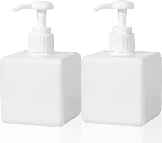 Pump Bottle, Refillable Plastic Empty Lotion Soap Dispenser Liquid Container for Bathroom Shampoo and Body Wash, 8.5oz/250ml White 2 Pack