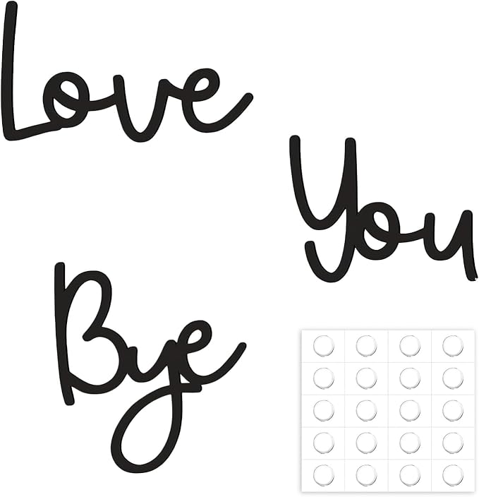 21.6" Love You Bye Wood Sign, Above Door Home Wall Boho Decor Plaque, Black Modern Simplicity Decoration for Front Door Entryway Living Room Aesthetic, Show Your Love and Warm for Your Family (Black)