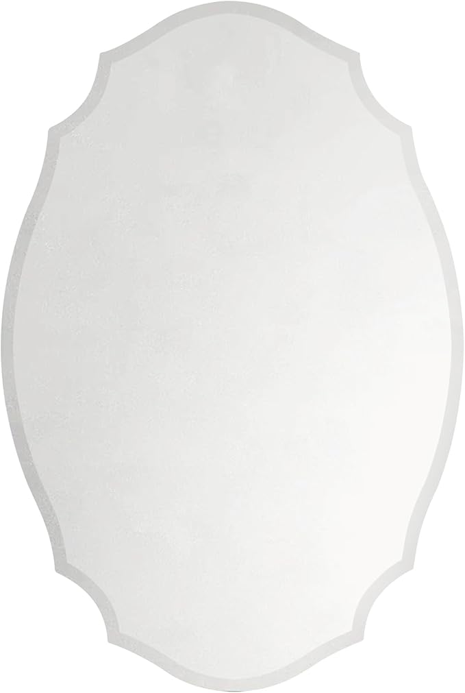 TOMACE Frameless Assymetrical Oval Medicine Cabinet with Beveled Mirror Irregular Surface Bathroom Medicine Cabinet Mirror with Storage for Bathroom, 20'' W x 30'' H